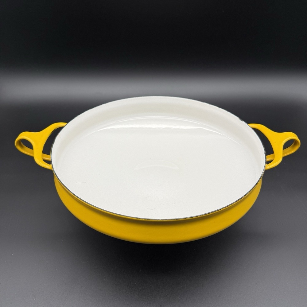Vintage Dansk IHQ France Kobenstyle Enamel Yellow 10" Paella Handled Pan MCM